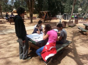 A group of students at our project